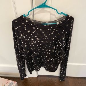 authentic aqua 100% cashmere black sweater with white stars🤍🤍